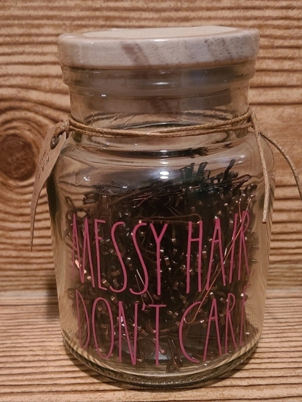 Rae Dunn Messy Hair Dont Care Jar With Hair Pins - Picture 2 of 5